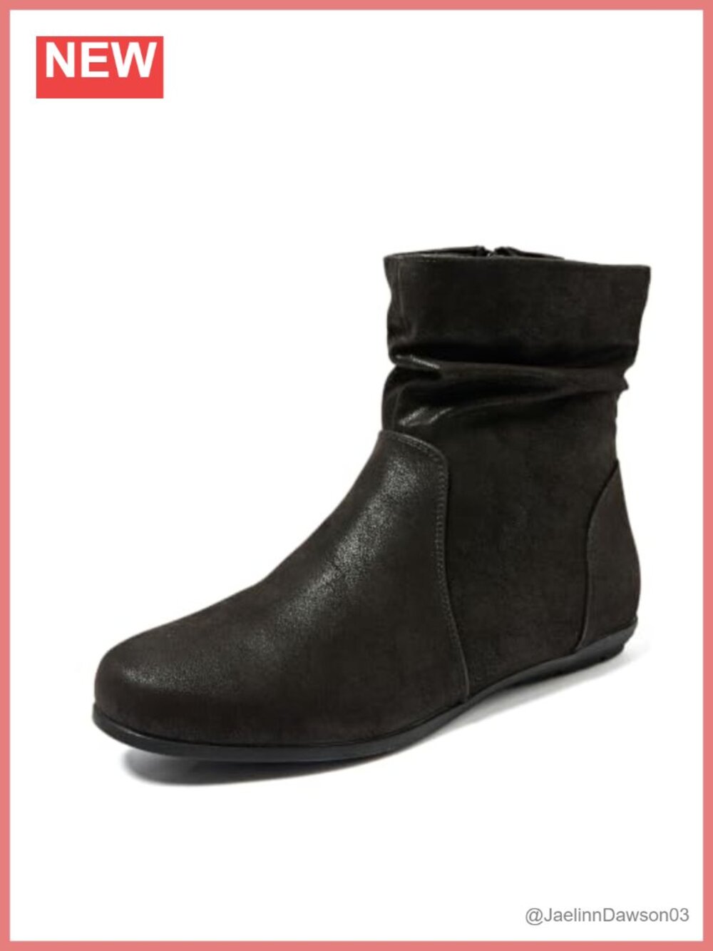 Luoika Women's Ankle Boots Extra Wide Calf Memory Foam Flat Heel Side Zipper